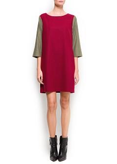 Foto Vestido Recto Mangas Contraste new burdeos MANGO