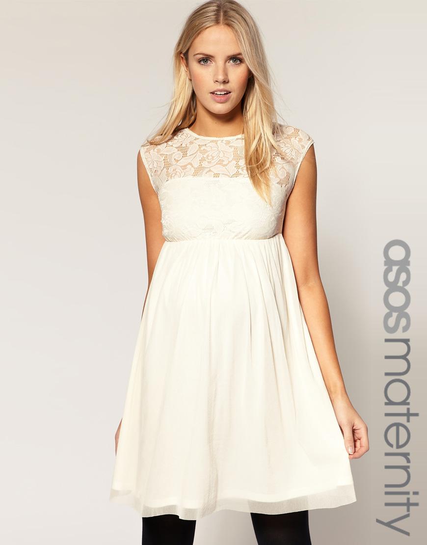 Foto Vestido skater de encaje de ASOS MATERNITY Crema antigua