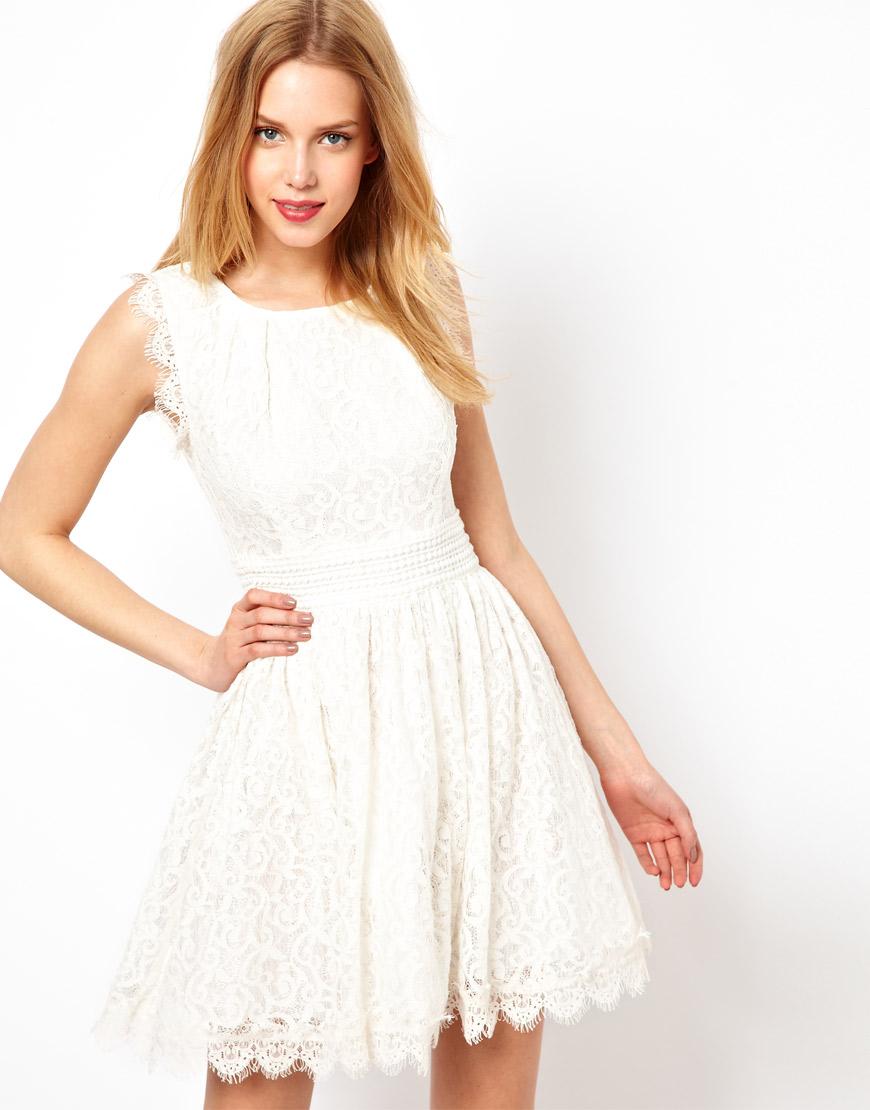 Foto Vestido skater de encaje de Darling Blanco