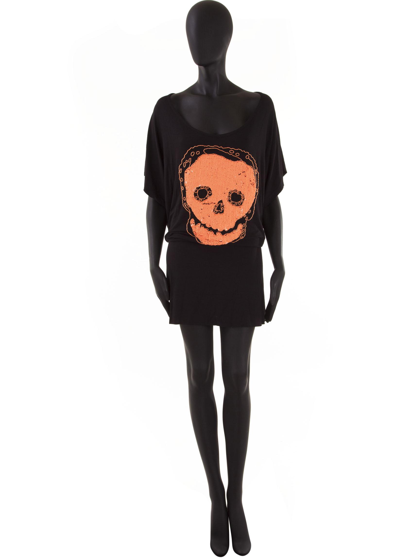 Foto Vestido Skull Wendy Negro/Naranja