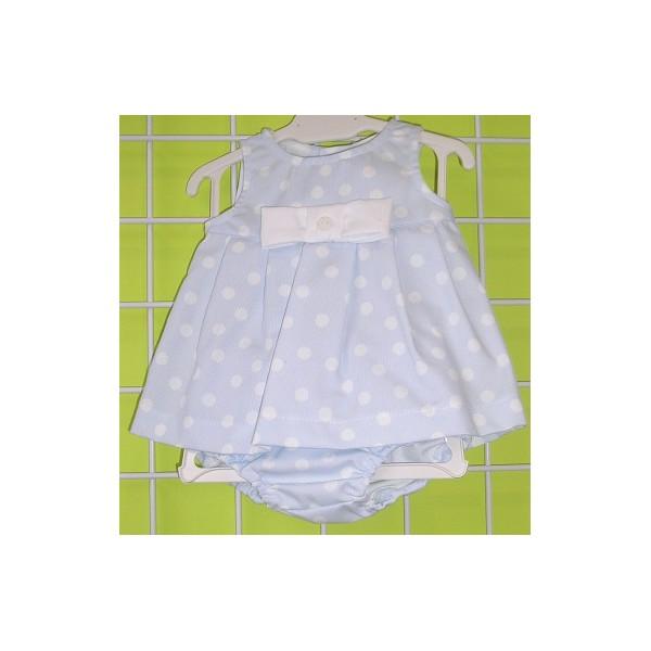 Foto VESTIDO TOPITOS CELESTE CACHETE (Tallas: 03 Meses)