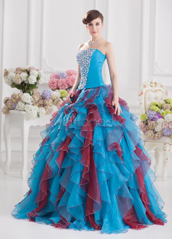 Foto Vestido vintage volantes Rhinestone de Organza de raso de la mujer