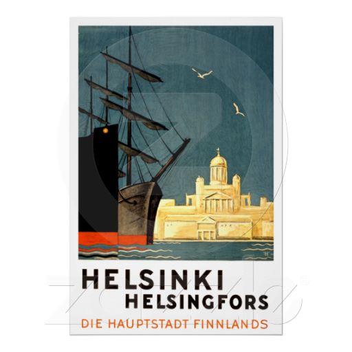 Foto Viaje europeo del vintage del ~ de Helsinki Finlan Posters