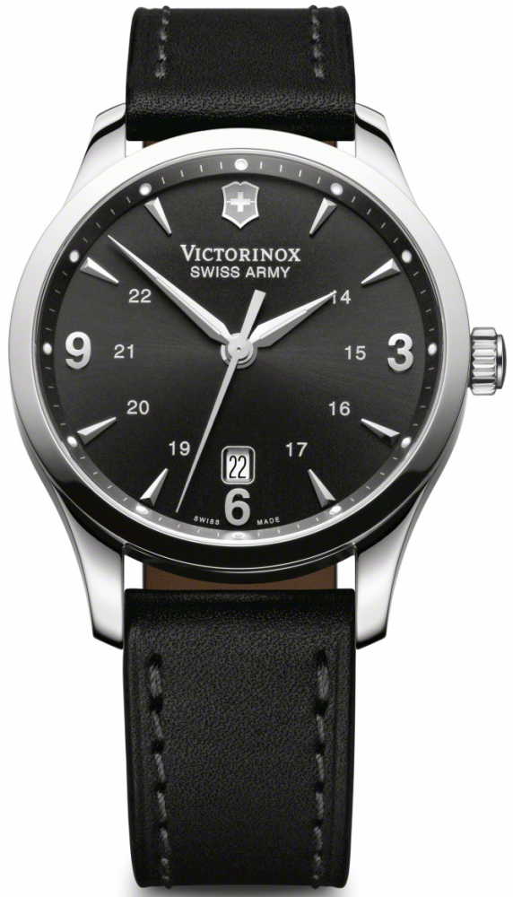Foto Victorinox Swiss Army M ens Alliance Stainless Watch - Black Leather Strap - Black Dial - 241474