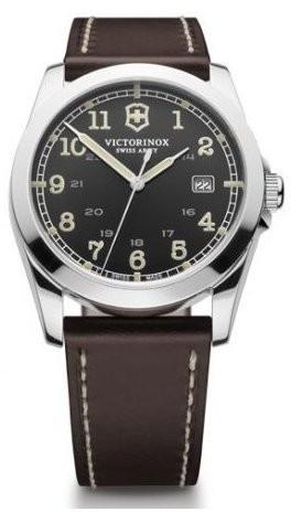 Foto Victorinox Swiss Army Mens Analog Stainless Watch - Brown Leather Strap - Black Dial - 241563