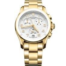 Foto Victorinox Swiss Army Mens Classic Chronograph Stainless Watch - Gold Bracelet - White Dial - 241537