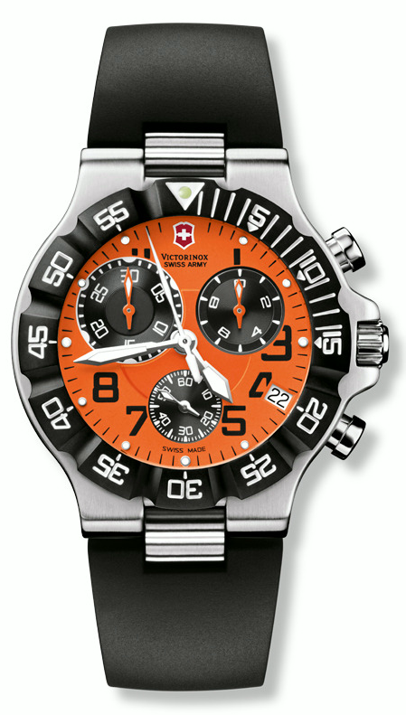 Foto Victorinox Swiss Army Mens Summit XLT Stainless Watch - Black Rubber Strap - Orange Dial - 241340