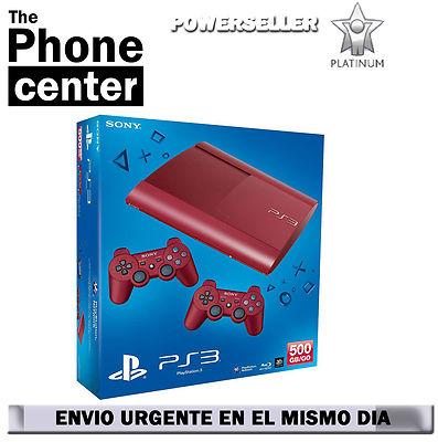 Foto Video Consola Playstation 3 Ps3 Slim 500gb Color Rojo + 2 Mandos Dual Shock 3