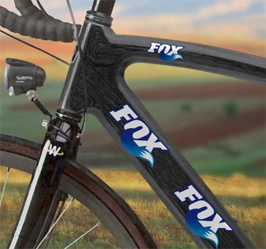Foto Vinilo bicicleta logo Fox color