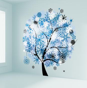 Foto Vinilo decorativo árbol invierno