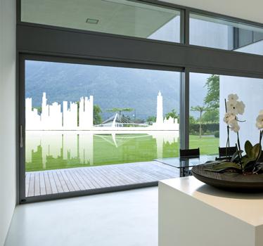 Foto Vinilo decorativo skyline y reflejo