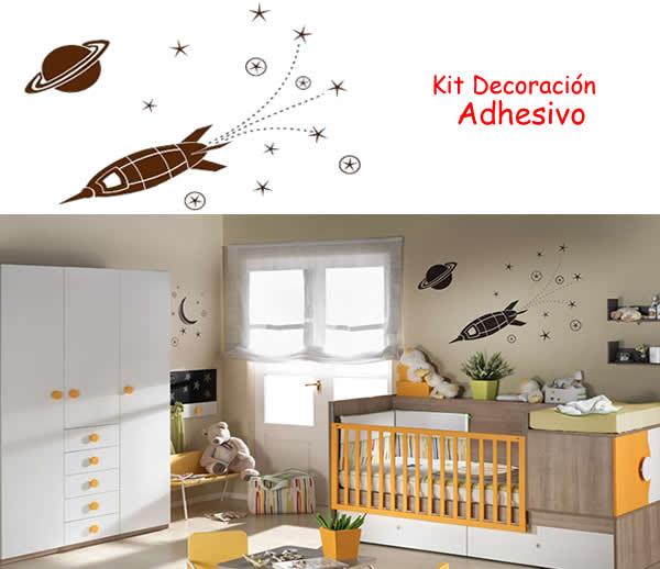 Foto Vinilo infantil figura y fondo espacio planeta