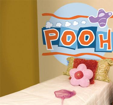 Foto Vinilo infantil logo Pooh con avión