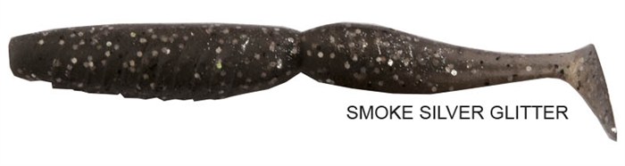 Foto vinilo megabass spindle worm 5” vios mineral - paquete de 6 color smoke silver glitter