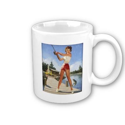 Foto Vintage Gil retro Elvgren que pesca al chica model Tazas