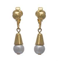 Foto Violenta gold pearl clip de pendientes