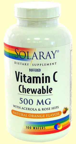 Foto Vitamina C Masticable 500 mg - Sabor Naranja - Solaray - 100 comprimidos