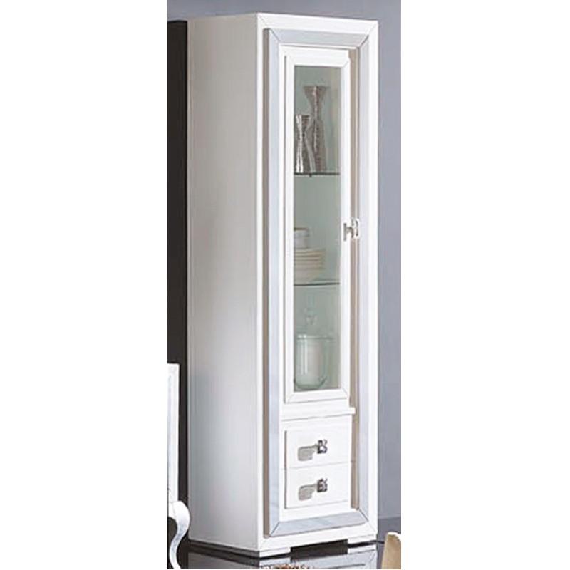 Foto Vitrina de madera para salón con 1 puerta + 2 cajones.