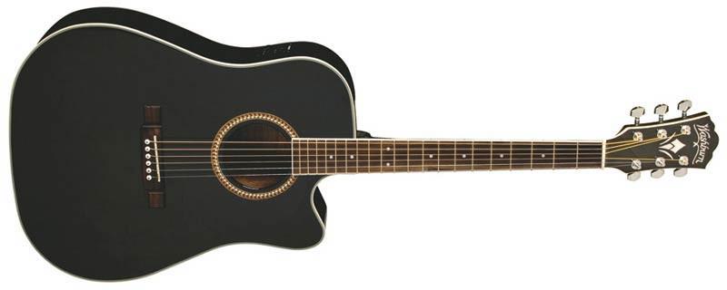 Foto Washburn WD-7S CE BM Negra. Guitarra electroacustica de 6 cuerdas con