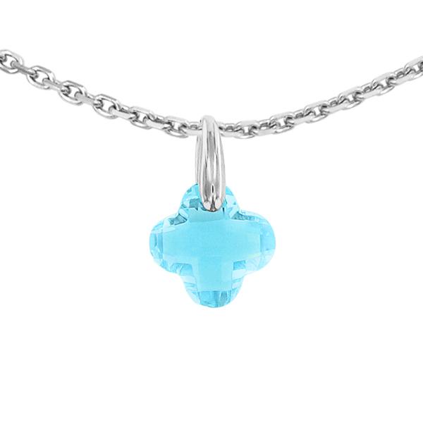 Foto Weißgold-Anhänger mit einem blauen Topaz