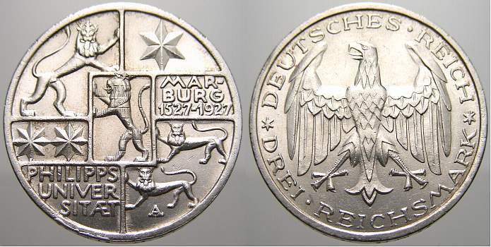 Foto Weimarer Republik 3 Reichsmark 1927 A