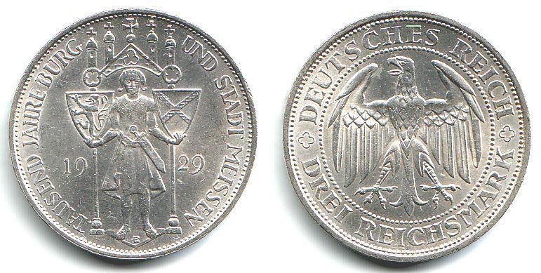 Foto Weimarer Republik 3 Reichsmark 1929 E