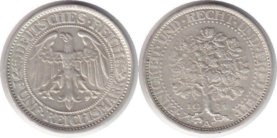Foto Weimarer Republik 5 Mark 1931
