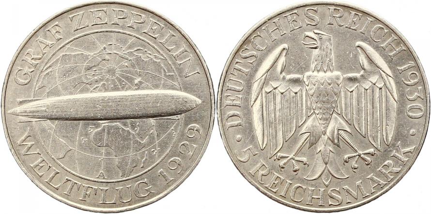 Foto Weimarer Republik 5 Mark Zeppelin 1930 A