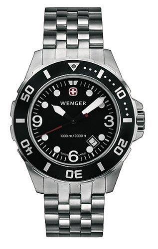 Foto Wenger 'Aquagraph' 1000M - Reloj de caballero de cuarzo, correa de acero inoxidable color plata