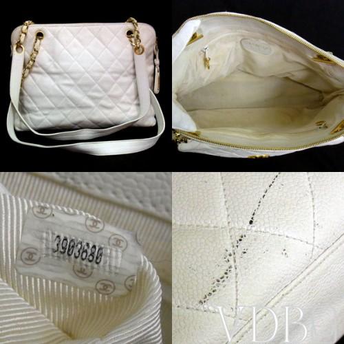 Foto White Caviar Leather Chanel Tote Shoulder Bag
