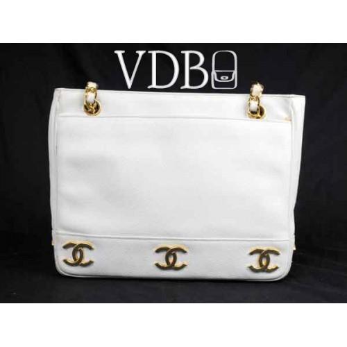 Foto White Caviar Leather Tote Chanel Bag