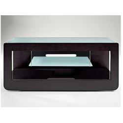 Foto Wide Mueble de madera para televisión, superficies de vidrio negro ...