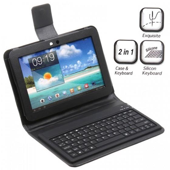 Foto Wireless Bluetooth Keyboard + Leather Case Stand for Samsung Galaxy