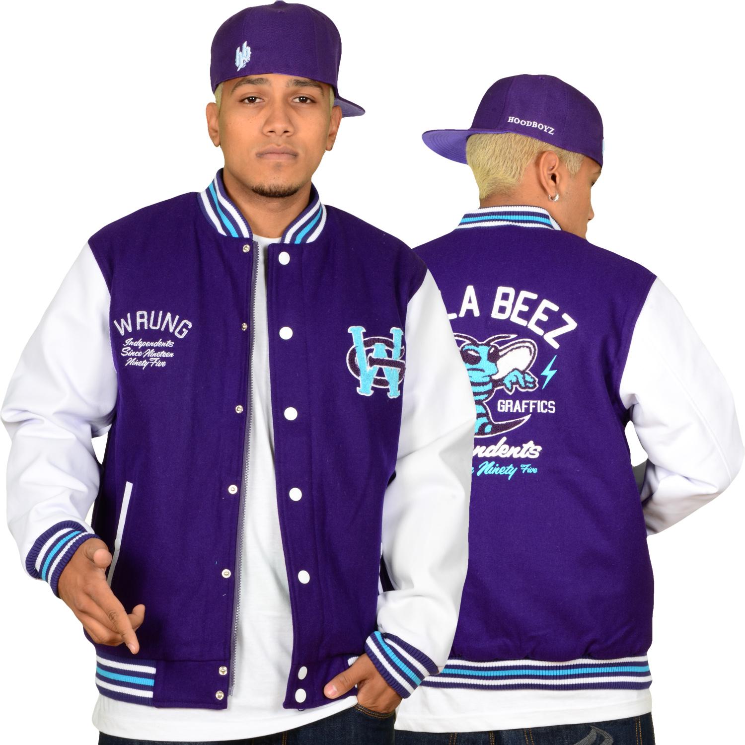 Foto Wrung Division Killa Hombres Chaquetas Universitarias Púrpura Blanco