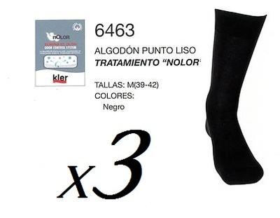 Foto X3 Calcetin Kler Algodon Punto Liso Tratamiento Nolor Negro Calcetines 6463