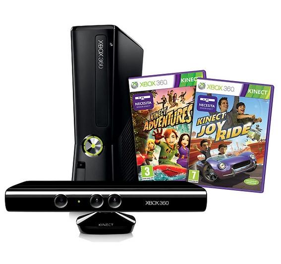 Foto Xbox 360 Slim 4 Gb + Kinect Adventures + Kinect + Joy Ride