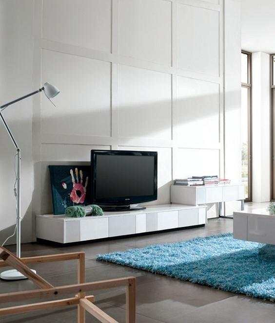 Foto XH-78ódulo salón TV, LEROS, cromado, lacado blanco 250x50 cms