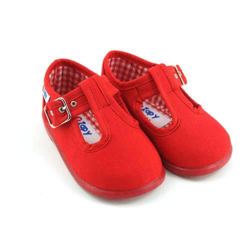 Foto Zapatilla lona hebilla rojo