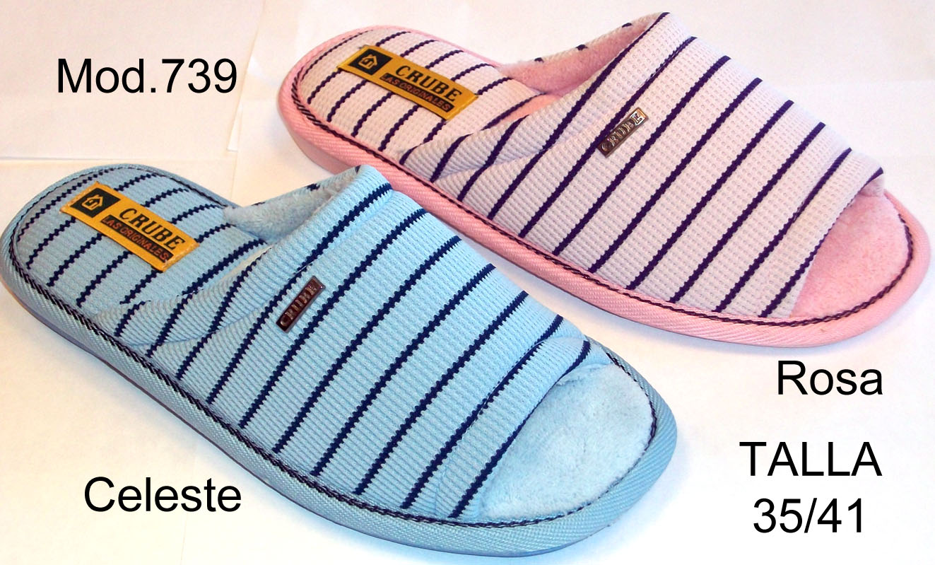 Foto Zapatilla mujer celeste crube de rayas abierta por delante nº 40 (mod.