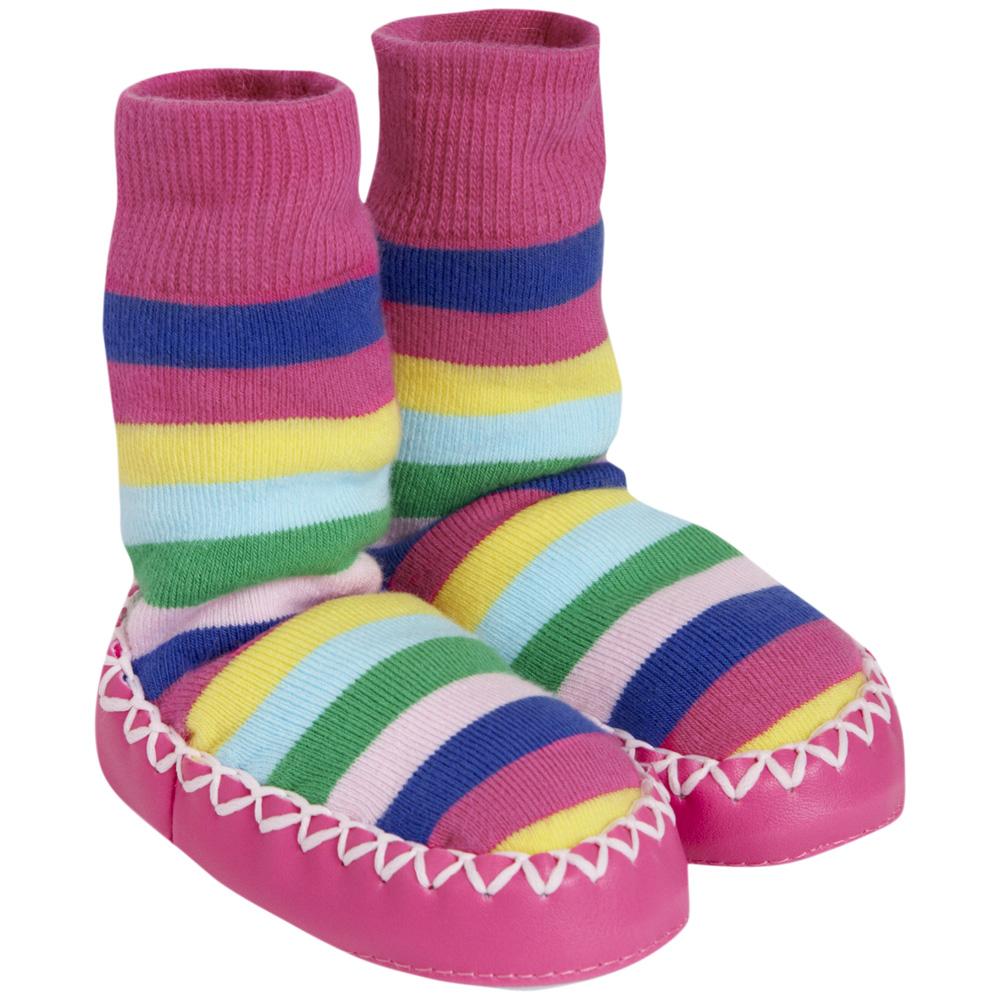 Foto Zapatillas Calcetín Bebé Rosas a Rayas