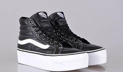 Foto Zapatillas Vans - Sk8 Hi Platform Leather Negro/blanco True - Sneakers, Shoes,