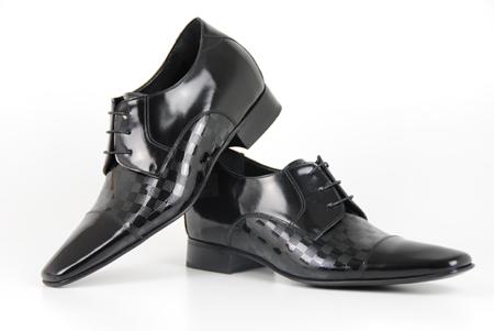 Foto zapato charol negro con alza interior +7cm y horma de ancho especial