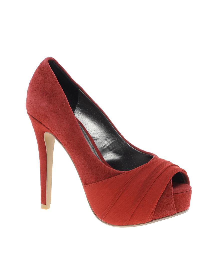 Foto Zapato de tacón peep toe en color rojo de Ravel Rojo