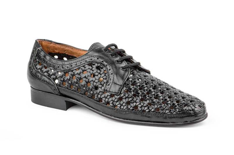 Foto zapato piel hombre trenzado con cordones alta calidad, negro, 42