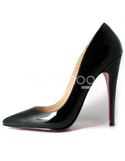 Foto Zapatos de tacón alto clásico negro almendra Toe zalea de mujer