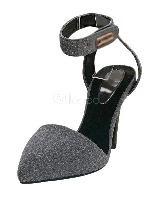 Foto Zapatos de tacón de gamuza gris