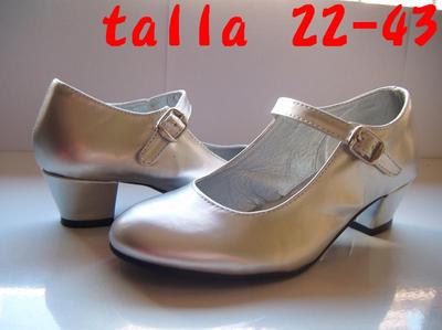 Foto Zapatos De Tacon Para Baile  De Flamenco 22-43  Plateado/spanish Dance Shoes
