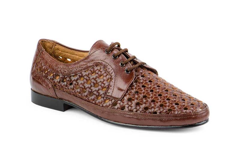 Foto zapatos hombre piel trenzados con cordones , marron, talla 41