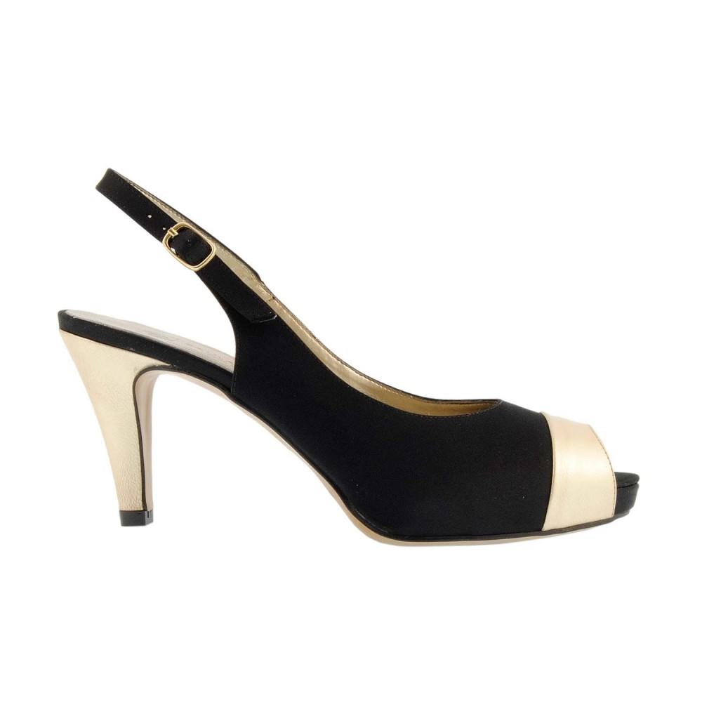 Foto Zapatos peep-toe bicolor negro-dorado (Color: NEGRO, Talla: 40)