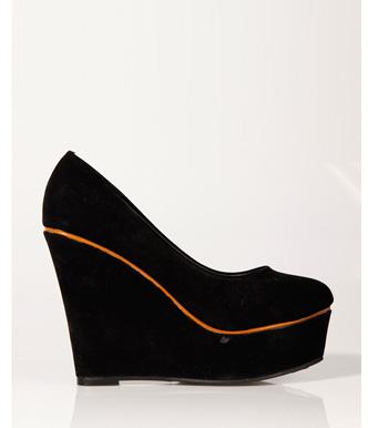 Foto Zapatos salón mujer cuña plataforma aterciopelados